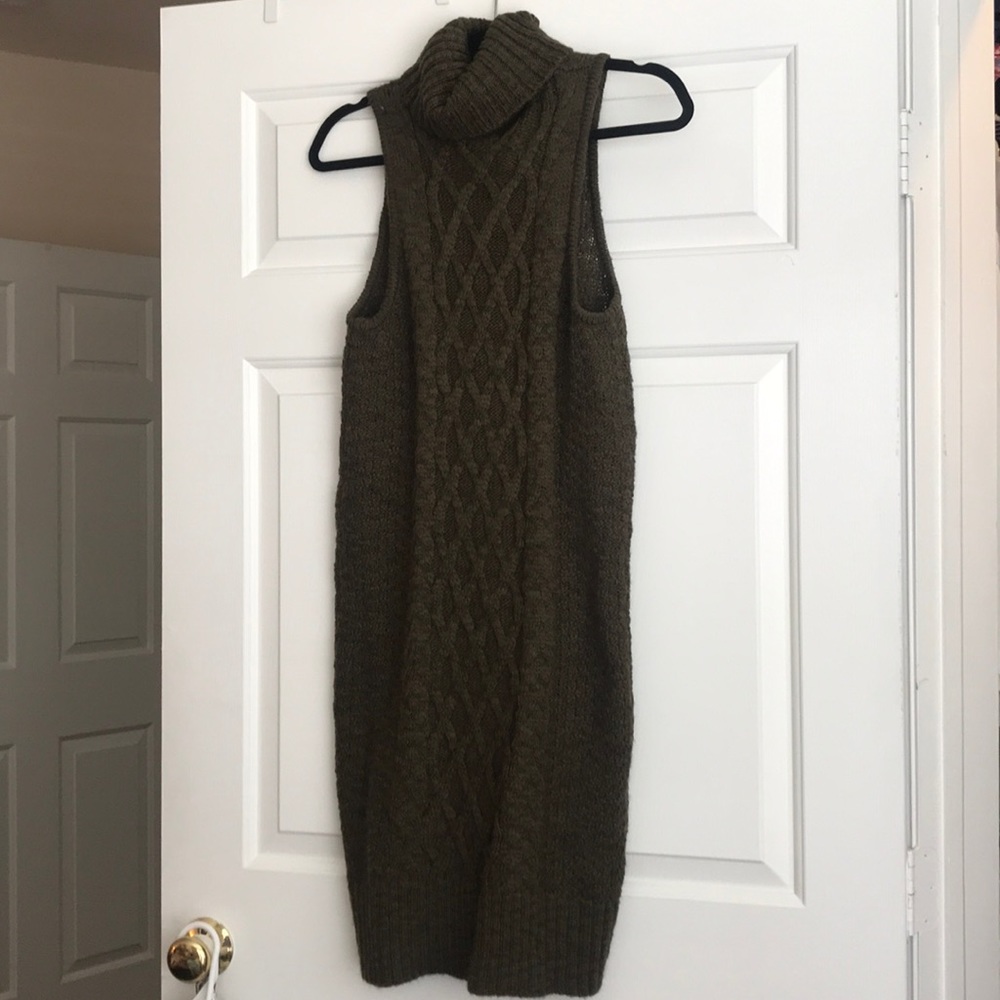 Olive-green, Cable knit sweater dress. Size medium